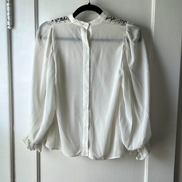 Sheer white button up blouse (Size Small) - Picture 1 of 4